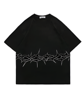 Edgy Barbed Wire Print Tee - Black