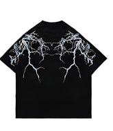 Electric Bolt Print Black T-Shirt