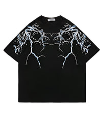 Electric Bolt Print Black T-Shirt
